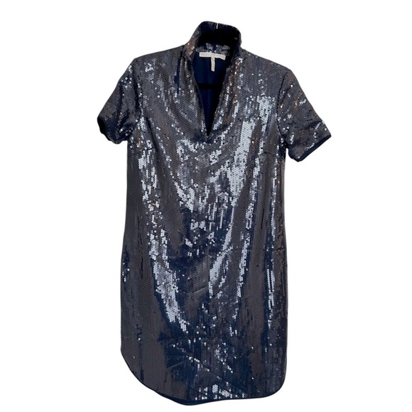 Halston Heritage Dresses & Skirts - Halston Heritage Navy Sequin Shirt Dress